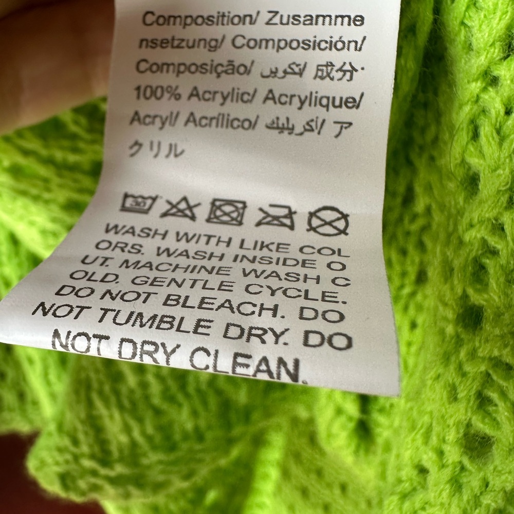 SHEIN Neon Green Open-Knit Tie-Front Sweater Cardigan - Picture 4 of 5